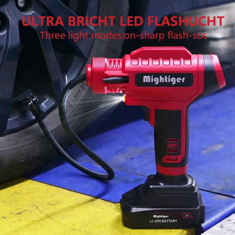 Mightiger Portable Tire Inflator 20V Cordless Handheld Car Drill Air Pump Mini Air Compressor DC 12V 150PSI with Rechargeable Battery, Auto Shut Off, LED, Digital Pressure Gauge for Cars Bikes - Image 4